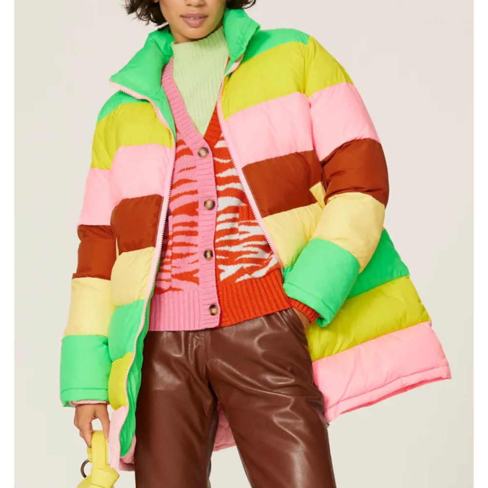 NEW RACHEL ANTONOFF TERRY COLORBLOCK PUFFER COAT JACKET SIZE SMALL